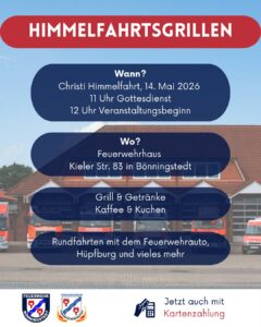 Himmelfahrtsgrillen am 14.05.2026 von 11 bis 17 Uhr